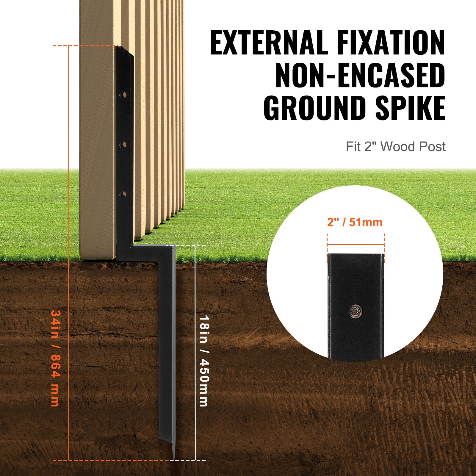 Fence Post Anchor Repair Kit, 2 Pack Inner Diameter 5 x5 cm Heavy Duty Steel Fence Post Support Stakes, V952-WGFBGXDD2YC35JCA8V0