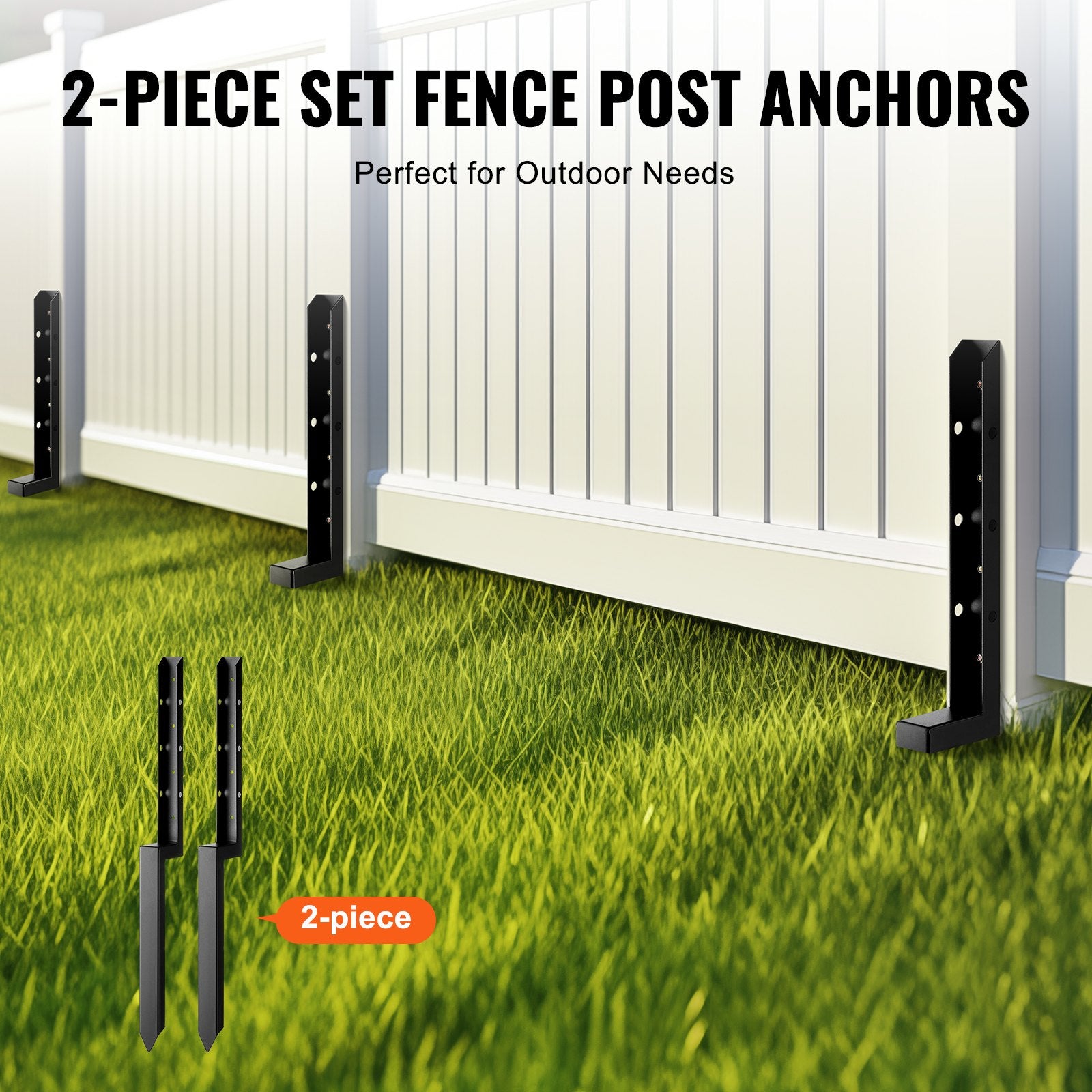 Fence Post Anchor Repair Kit, 2 Pack Inner Diameter 5 x5 cm Heavy Duty Steel Fence Post Support Stakes, V952-WGFBGXDD2YC35JCA8V0