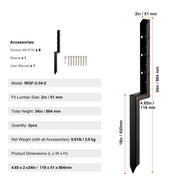 Fence Post Anchor Repair Kit, 2 Pack Inner Diameter 5 x5 cm Heavy Duty Steel Fence Post Support Stakes, V952-WGFBGXDD2YC35JCA8V0