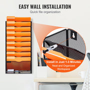 File Wall Rack Mesh Wall File Holder 1-Piece 10 Pockets for Office/School V952-WJBGJHSWJSWS0OID1V0