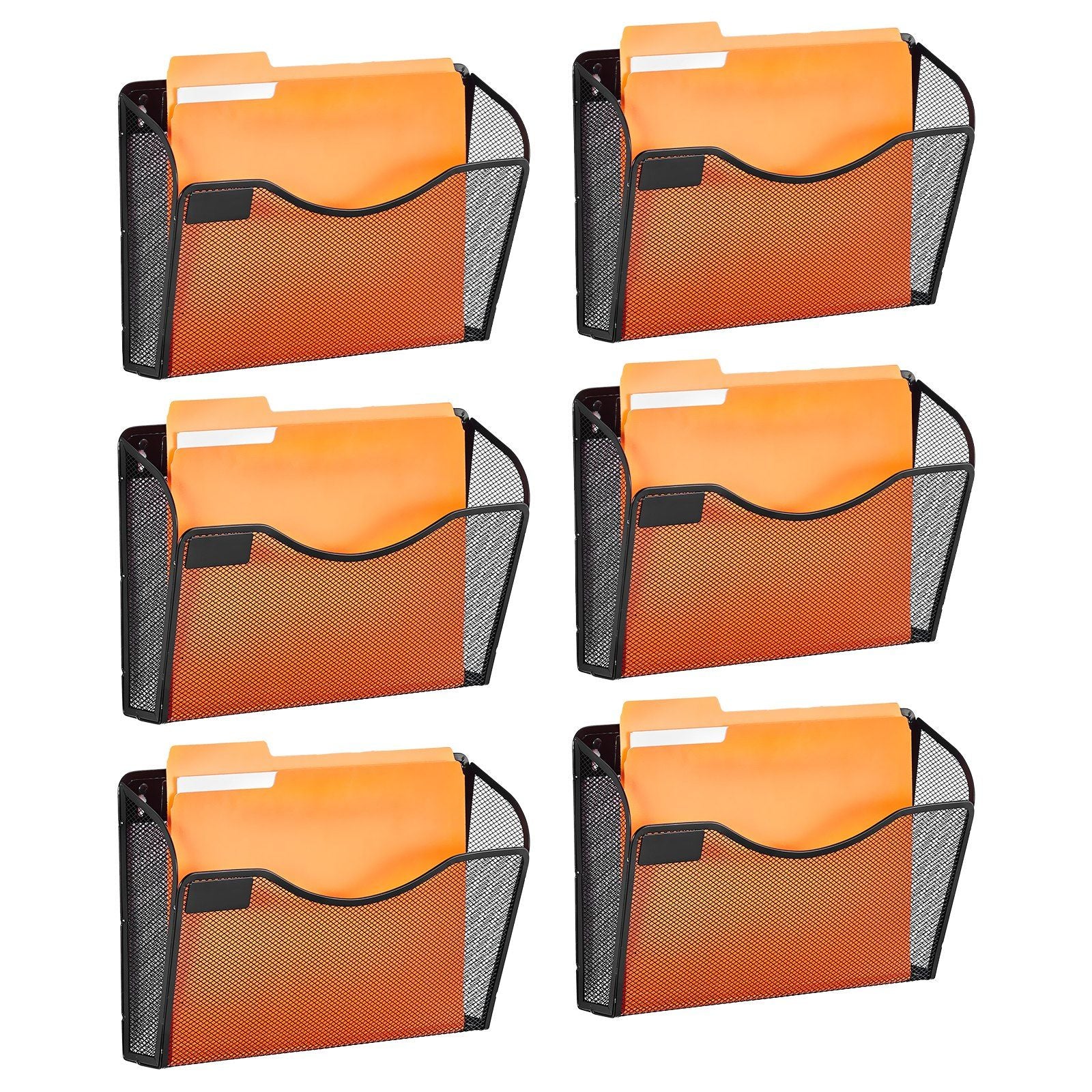 File Wall Rack, Six-Piece 1 Pocket Mesh Wall File Holder, Wall Mounted Magazine Mail Paper & Document Storage V952-WJBGJHSWJSWS3167AV0