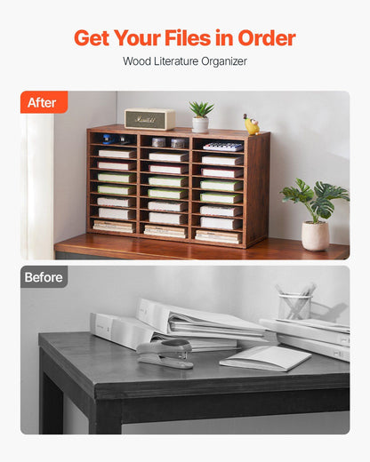 Literature Organizer, 24 Compartments Office Mailbox with Removable Shelves, Wooden Mailbox Sorter Particle V952-WJJEKBHB24G5IEP06V0