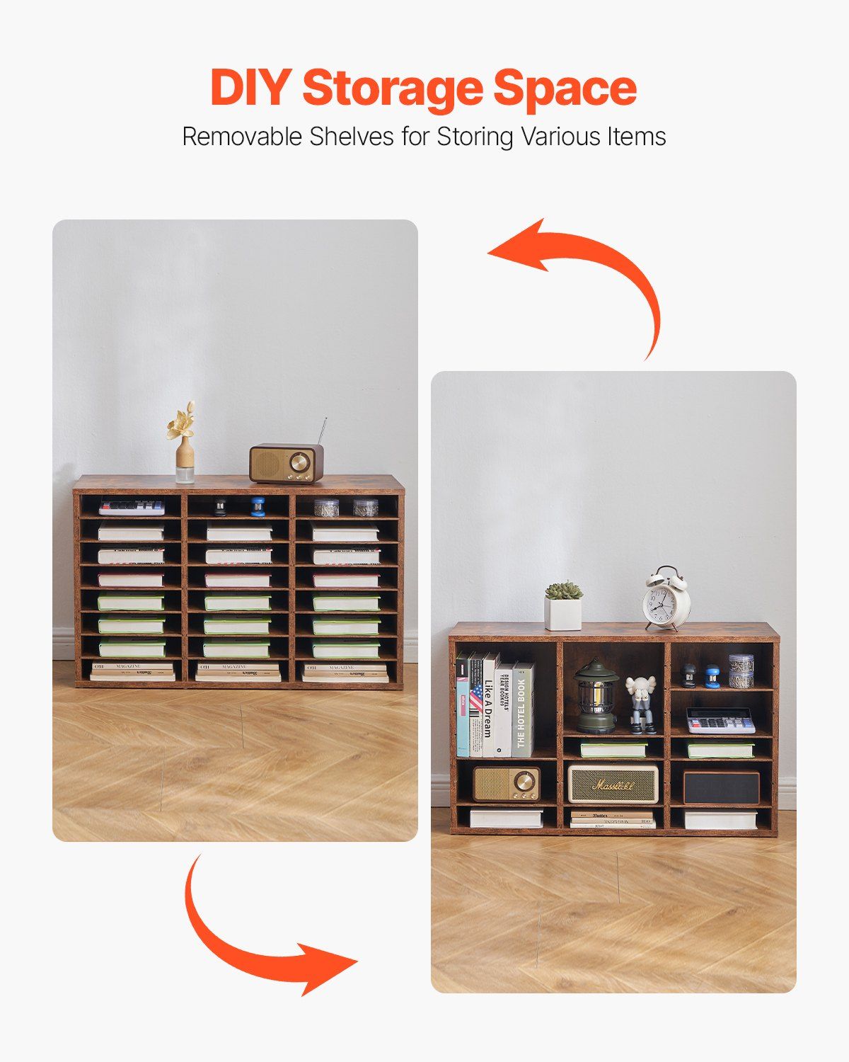 Literature Organizer, 24 Compartments Office Mailbox with Removable Shelves, Wooden Mailbox Sorter Particle V952-WJJEKBHB24G5IEP06V0