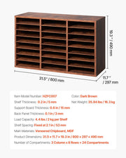 Literature Organizer, 24 Compartments Office Mailbox with Removable Shelves, Wooden Mailbox Sorter Particle V952-WJJEKBHB24G5IEP06V0