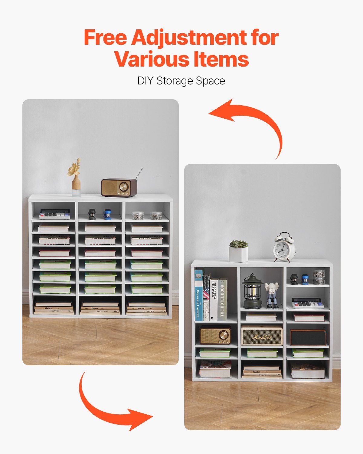 Literature Organizer, 24 Compartments Office Mailbox with Adjustable Shelves, Wooden Mailbox Sorter Medium V952-WJJEKBHB24G905SHCV0