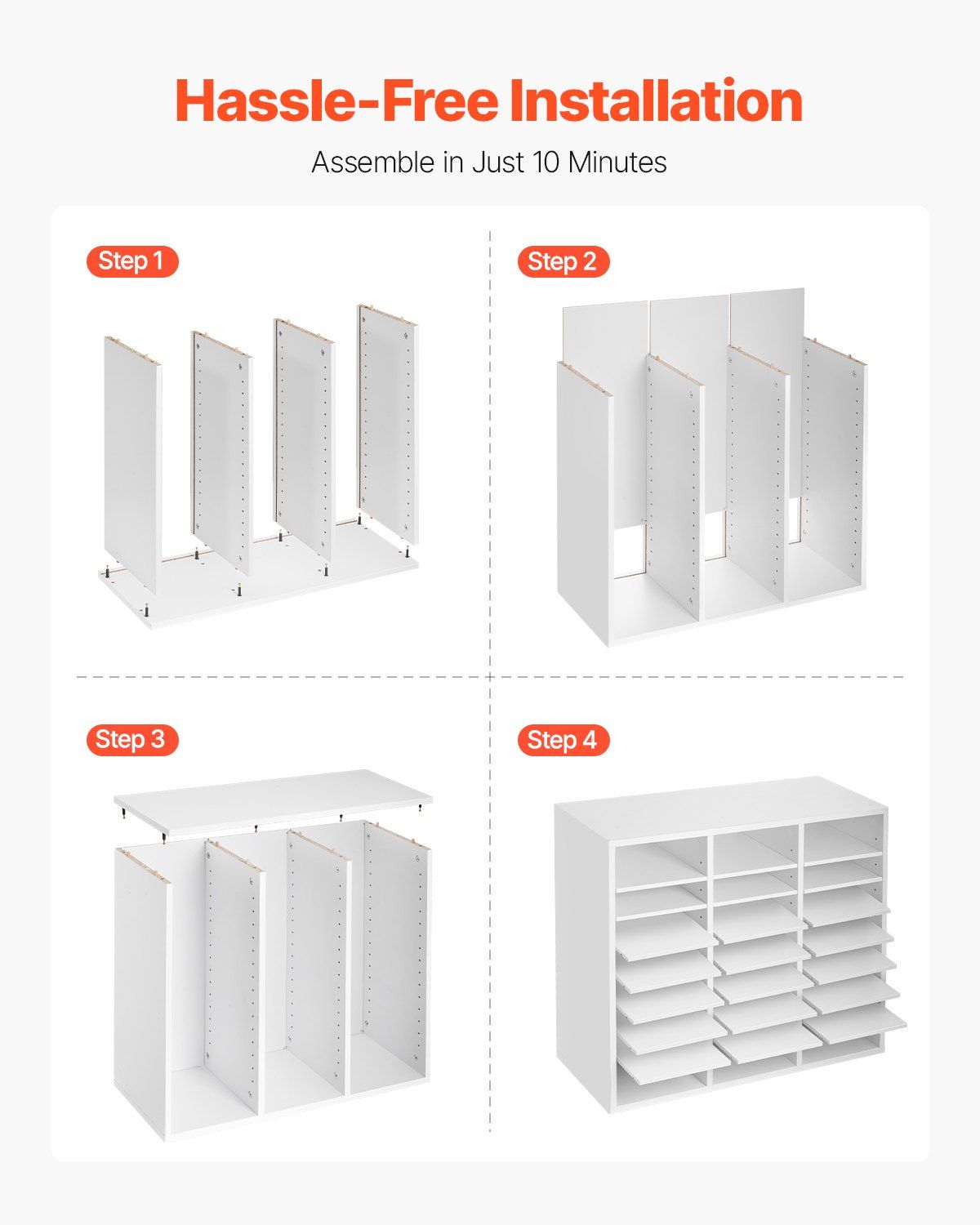 Literature Organizer, 24 Compartments Office Mailbox with Adjustable Shelves, Wooden Mailbox Sorter Medium V952-WJJEKBHB24G905SHCV0