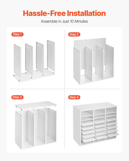 Literature Organizer, 24 Compartments Office Mailbox with Adjustable Shelves, Wooden Mailbox Sorter Medium V952-WJJEKBHB24G905SHCV0