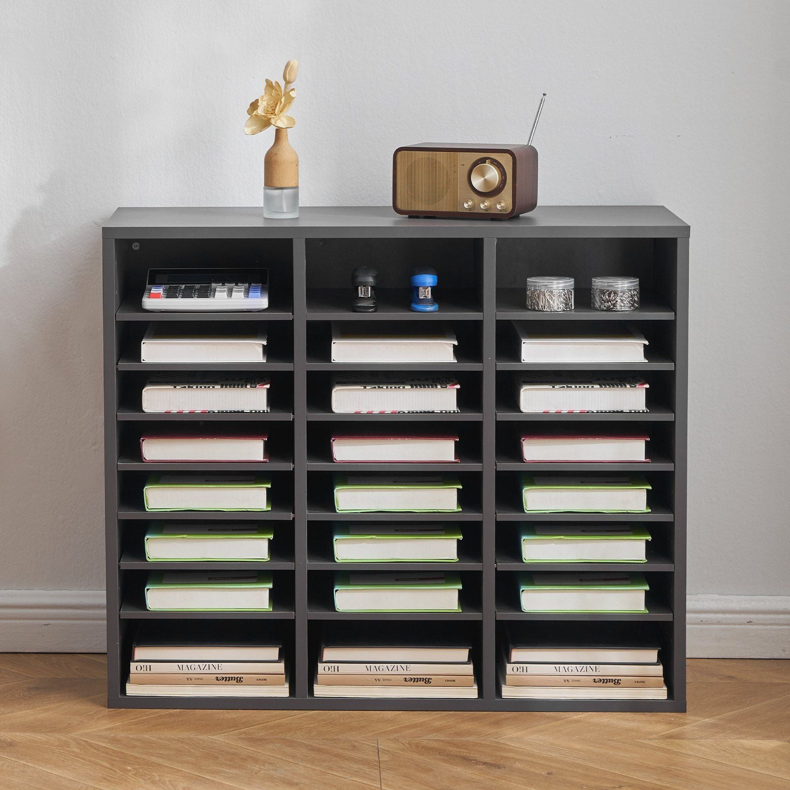 Literature Organizer, 24 Compartments Office Mailbox with Adjustable Shelves, Wooden Mailbox Sorter Medium V952-WJJEKBHB24G93KUELV0