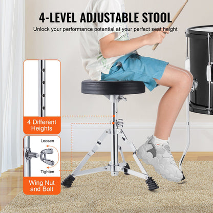 Kids Drum Set, 5-Piece, 406.4 mm Beginner Full Drum Set with Bass Toms Snare Floor Drum Adjustable Throne V952-WJTJZG5JT16HCA94HV0