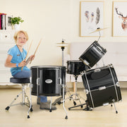 Kids Drum Set, 5-Piece, 406.4 mm Beginner Full Drum Set with Bass Toms Snare Floor Drum Adjustable Throne V952-WJTJZG5JT16HCA94HV0