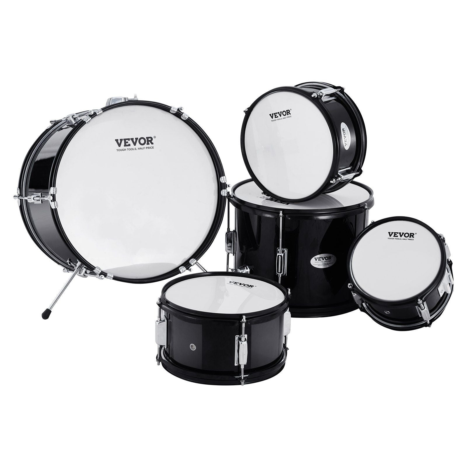 Kids Drum Set, 5-Piece, 406.4 mm Beginner Full Drum Set with Bass Toms Snare Floor Drum Adjustable Throne V952-WJTJZG5JT16HCA94HV0