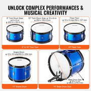 Kids Drum Set, 5-Piece, 406.4 mm Beginner Full Drum Set with Bass Toms Snare Floor Drum Adjustable Throne V952-WJTJZG5JT16LU8B1VV0