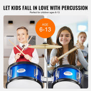 Kids Drum Set, 5-Piece, 406.4 mm Beginner Full Drum Set with Bass Toms Snare Floor Drum Adjustable Throne V952-WJTJZG5JT16LU8B1VV0