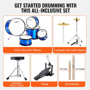 Kids Drum Set, 5-Piece, 406.4 mm Beginner Full Drum Set with Bass Toms Snare Floor Drum Adjustable Throne V952-WJTJZG5JT16LU8B1VV0