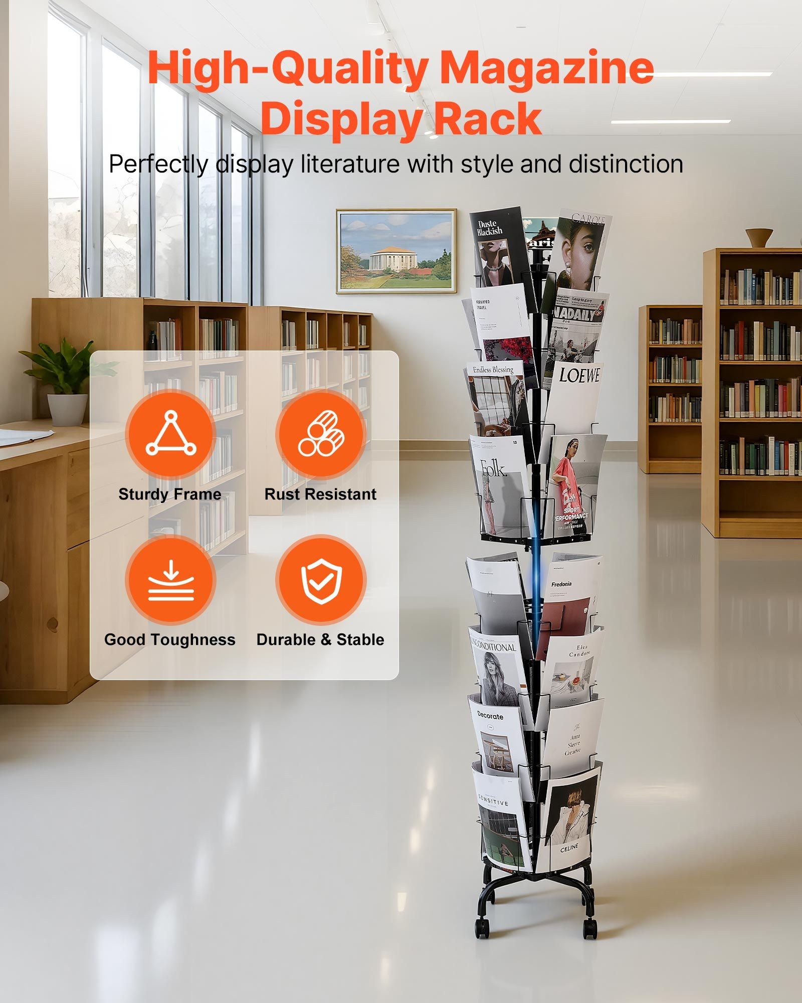 Greeting Cards Display Rack, 32 Pockets Rotating Postcard Brochure Display Stand, 360 degrees Spinning Card V952-WJZSMXPKDHJS8Z53G001V0