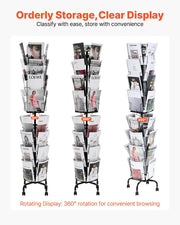 Greeting Cards Display Rack, 32 Pockets Rotating Postcard Brochure Display Stand, 360 degrees Spinning Card V952-WJZSMXPKDHJS8Z53G001V0