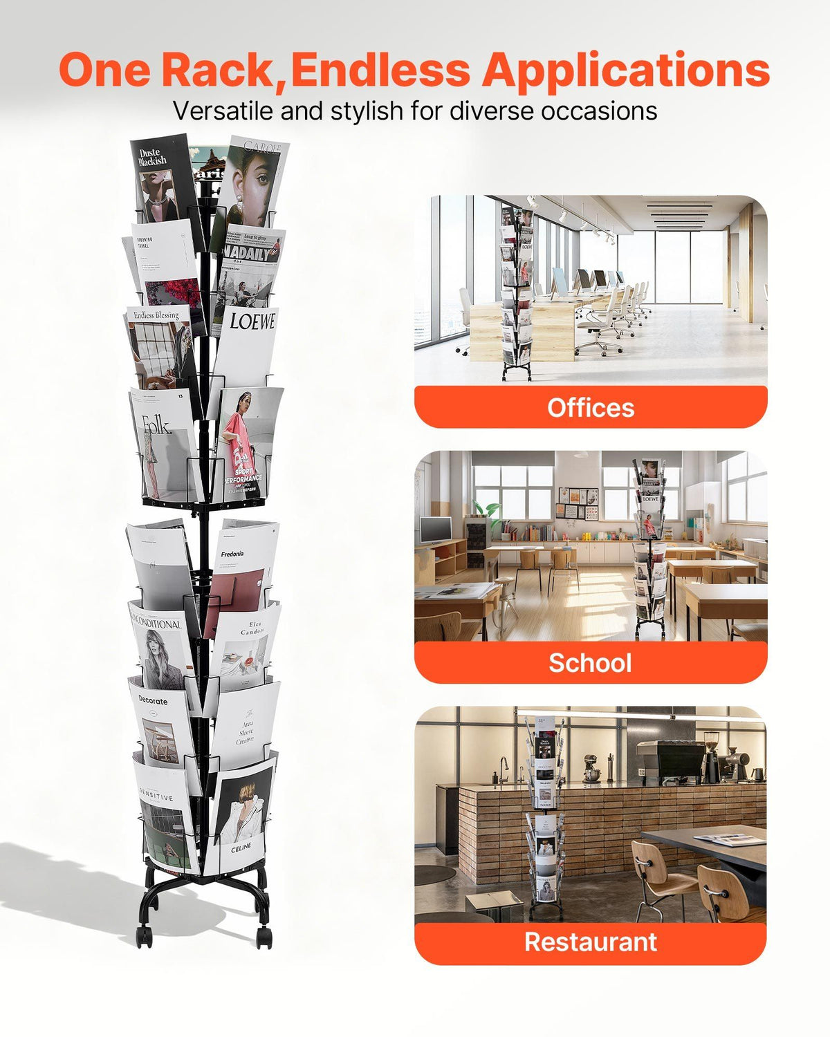 Greeting Cards Display Rack, 32 Pockets Rotating Postcard Brochure Display Stand, 360 degrees Spinning Card V952-WJZSMXPKDHJS8Z53G001V0
