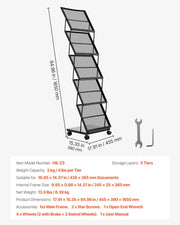 Brochure Display Rack, Foldable 5 Pockets Magazine Literature Display Stand, Movable Floor Standing Magazine V952-WJZSXLDSDZJLCN4PI001V0