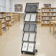 Brochure Display Rack, Foldable 5 Pockets Magazine Literature Display Stand, Movable Floor Standing Magazine V952-WJZSXLDSDZJLCN4PI001V0