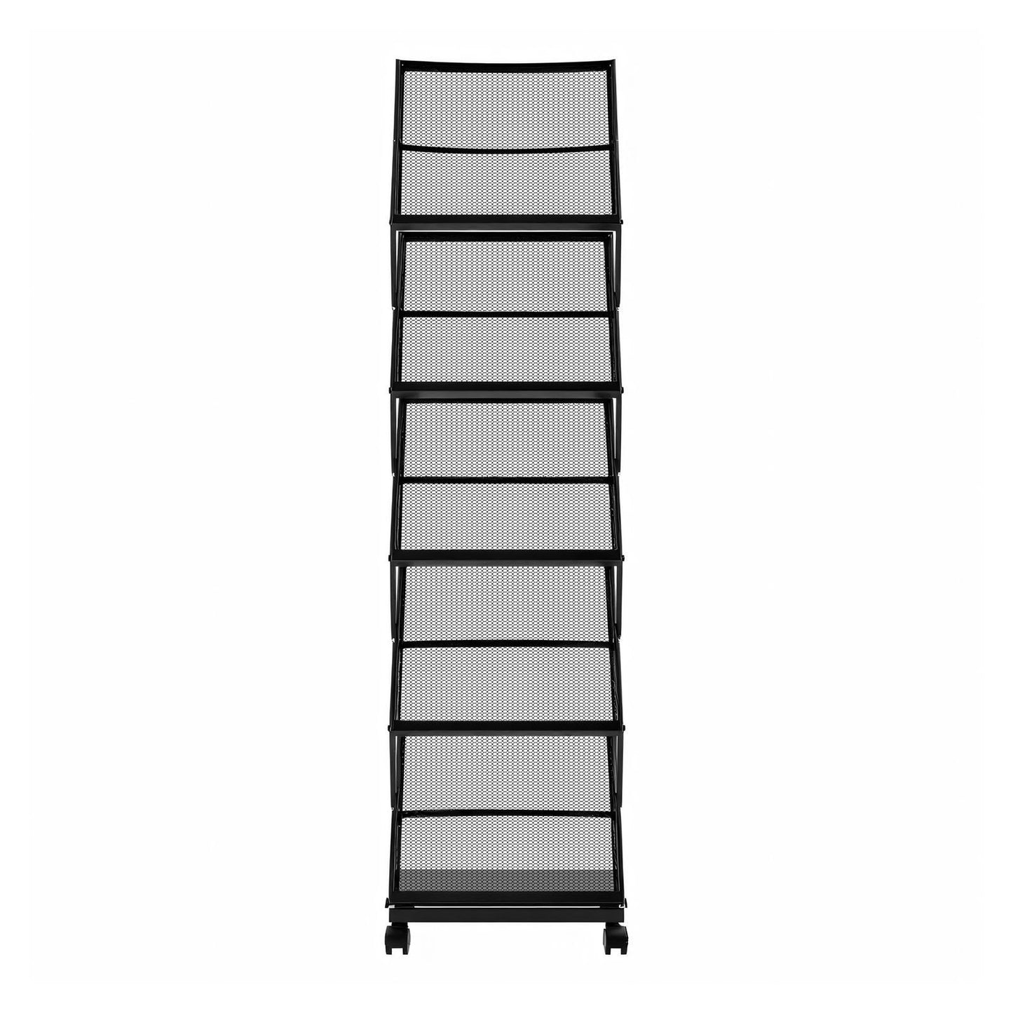 Brochure Display Rack, Foldable 5 Pockets Magazine Literature Display Stand, Movable Floor Standing Magazine V952-WJZSXLDSDZJLCN4PI001V0