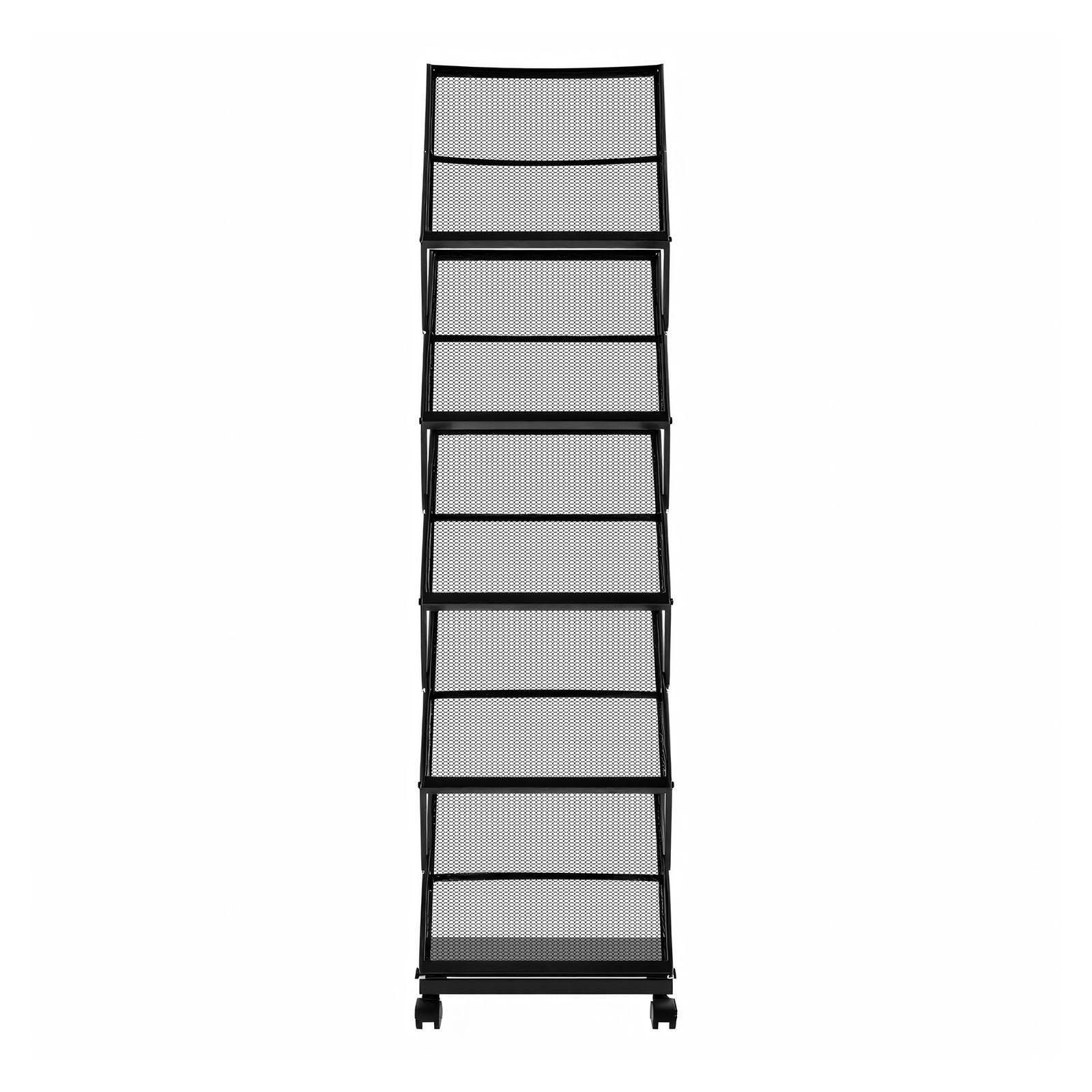 Brochure Display Rack, Foldable 5 Pockets Magazine Literature Display Stand, Movable Floor Standing Magazine V952-WJZSXLDSDZJLCN4PI001V0