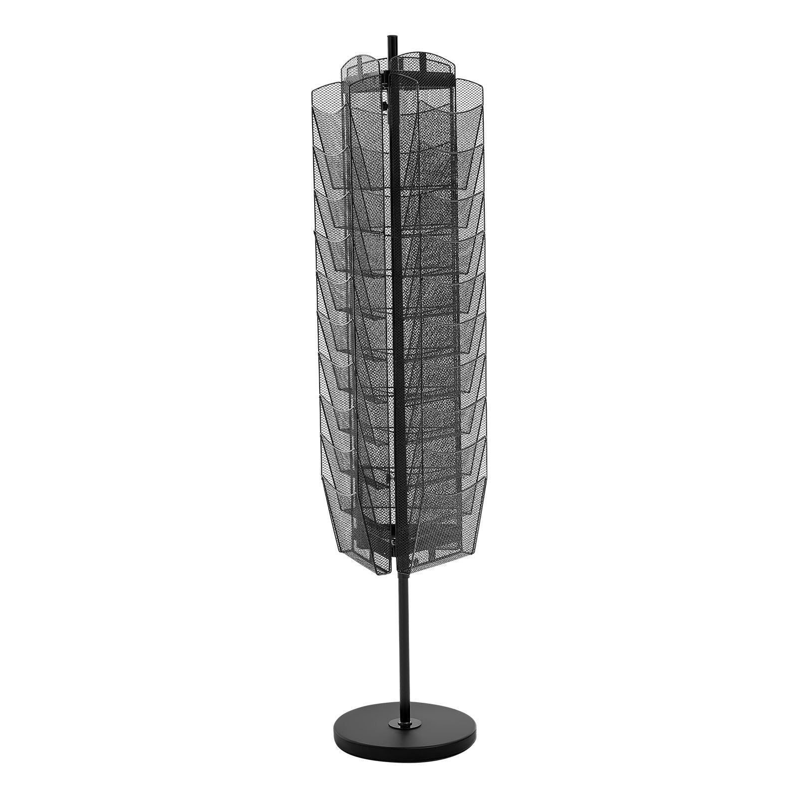 Rotating Brochure Display Rack, 30 Pockets Mesh Magazine Literature Display Stand, Portable Floor Standing V952-WJZSXLDSDZS3117YE001V0