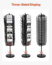 Rotating Brochure Display Rack, 30 Pockets Mesh Magazine Literature Display Stand, Portable Floor Standing V952-WJZSXLDSDZS3117YE001V0