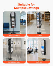 Rotating Brochure Display Rack, 30 Pockets Mesh Magazine Literature Display Stand, Portable Floor Standing V952-WJZSXLDSDZS3117YE001V0