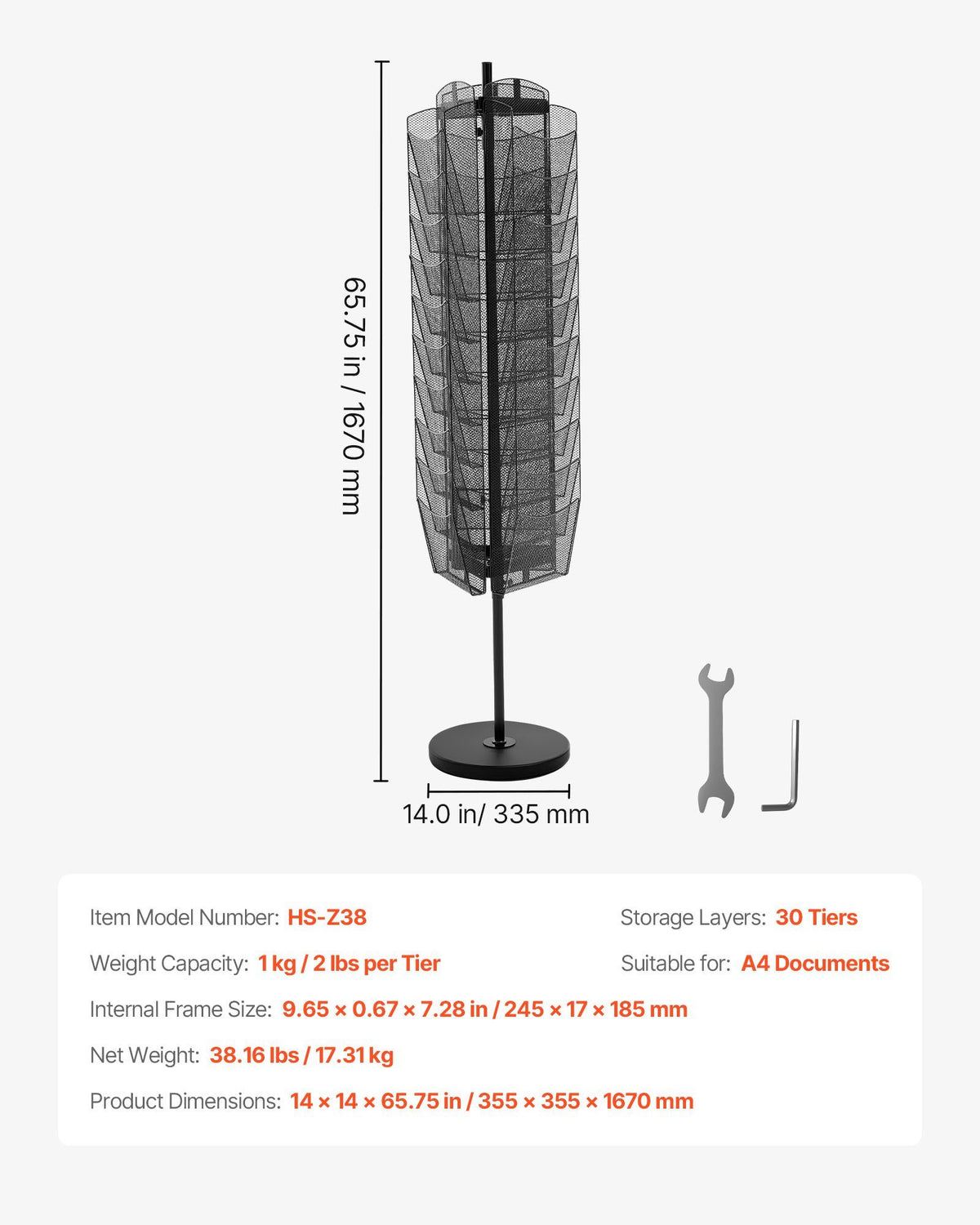 Rotating Brochure Display Rack, 30 Pockets Mesh Magazine Literature Display Stand, Portable Floor Standing V952-WJZSXLDSDZS3117YE001V0