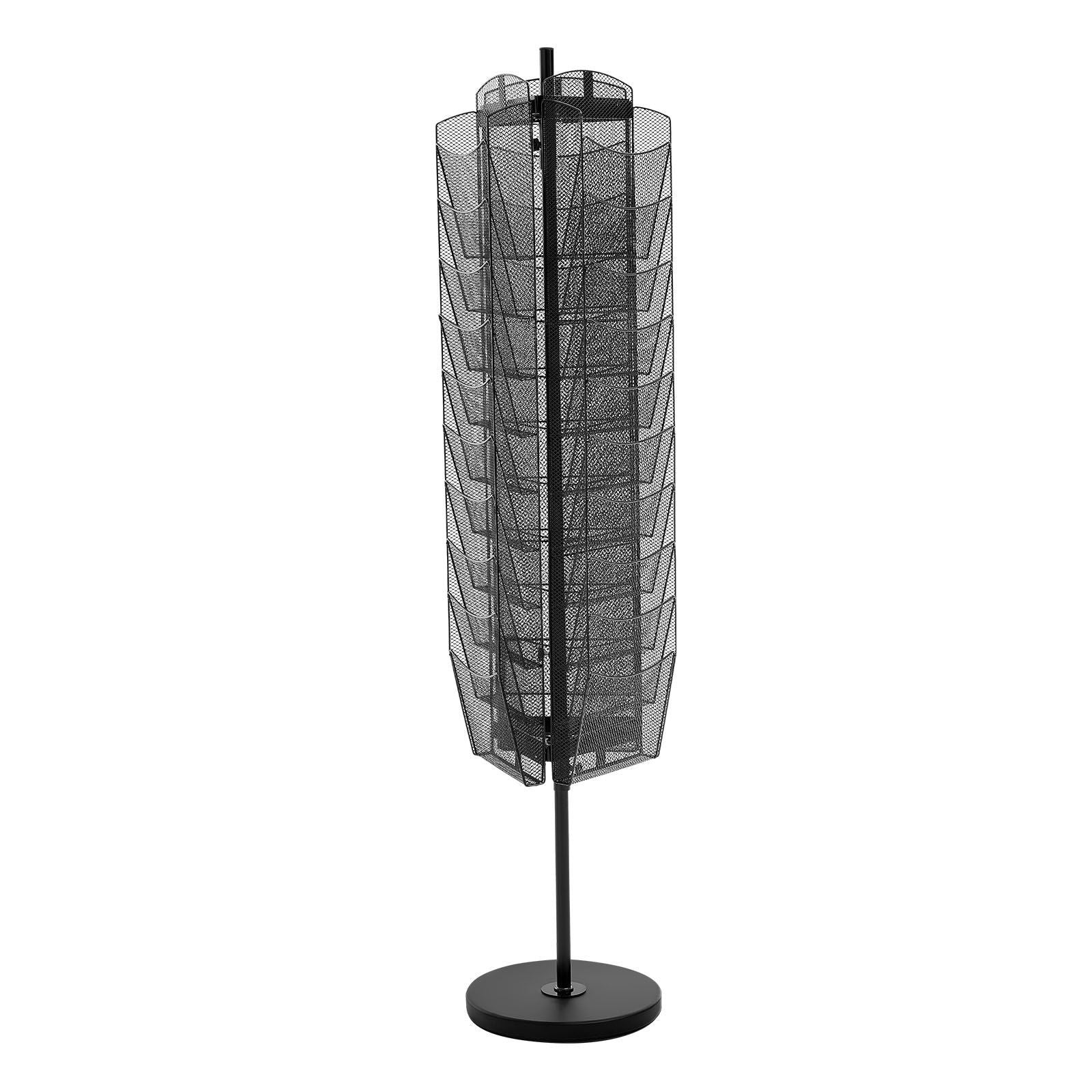 Rotating Brochure Display Rack, 30 Pockets Mesh Magazine Literature Display Stand, Portable Floor Standing V952-WJZSXLDSDZS3117YE001V0
