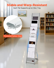 Brochure Display Rack, 10 Pockets Magazine Literature Display Stand, Portable Floor Standing Magazine Rack, V952-WJZSXLDSDZS4EKNWY001V0