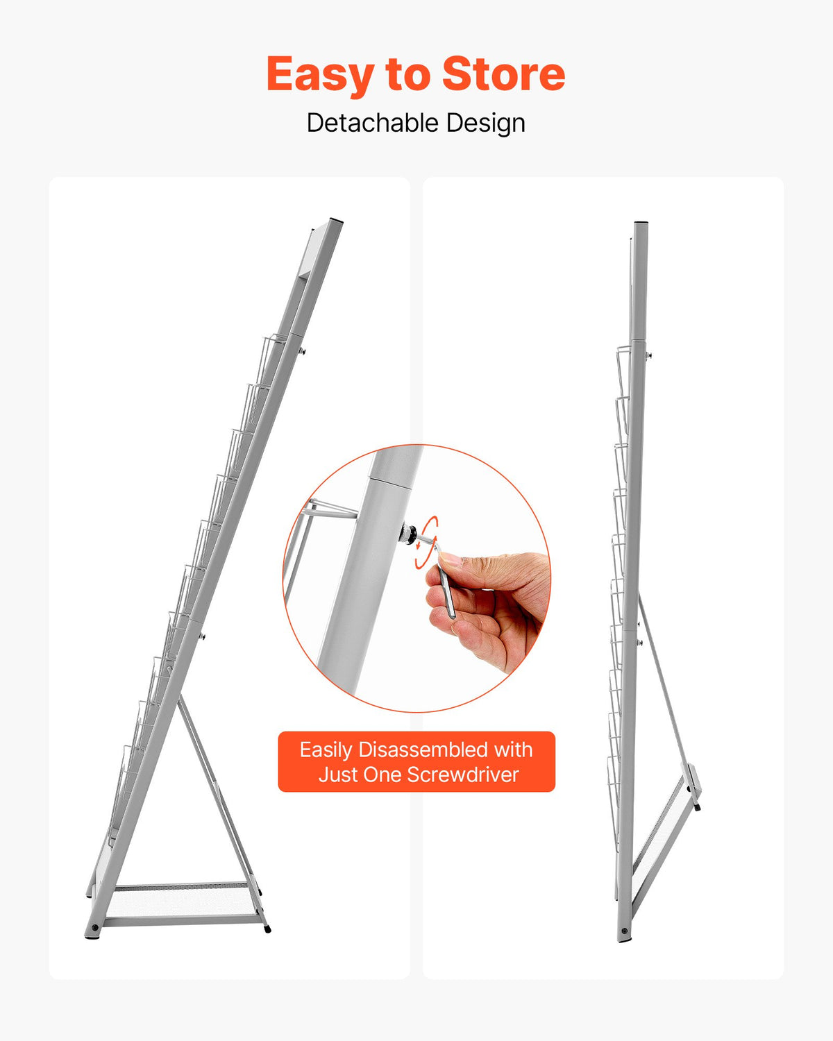 Brochure Display Rack, 10 Pockets Magazine Literature Display Stand, Portable Floor Standing Magazine Rack, V952-WJZSXLDSDZS4EKNWY001V0