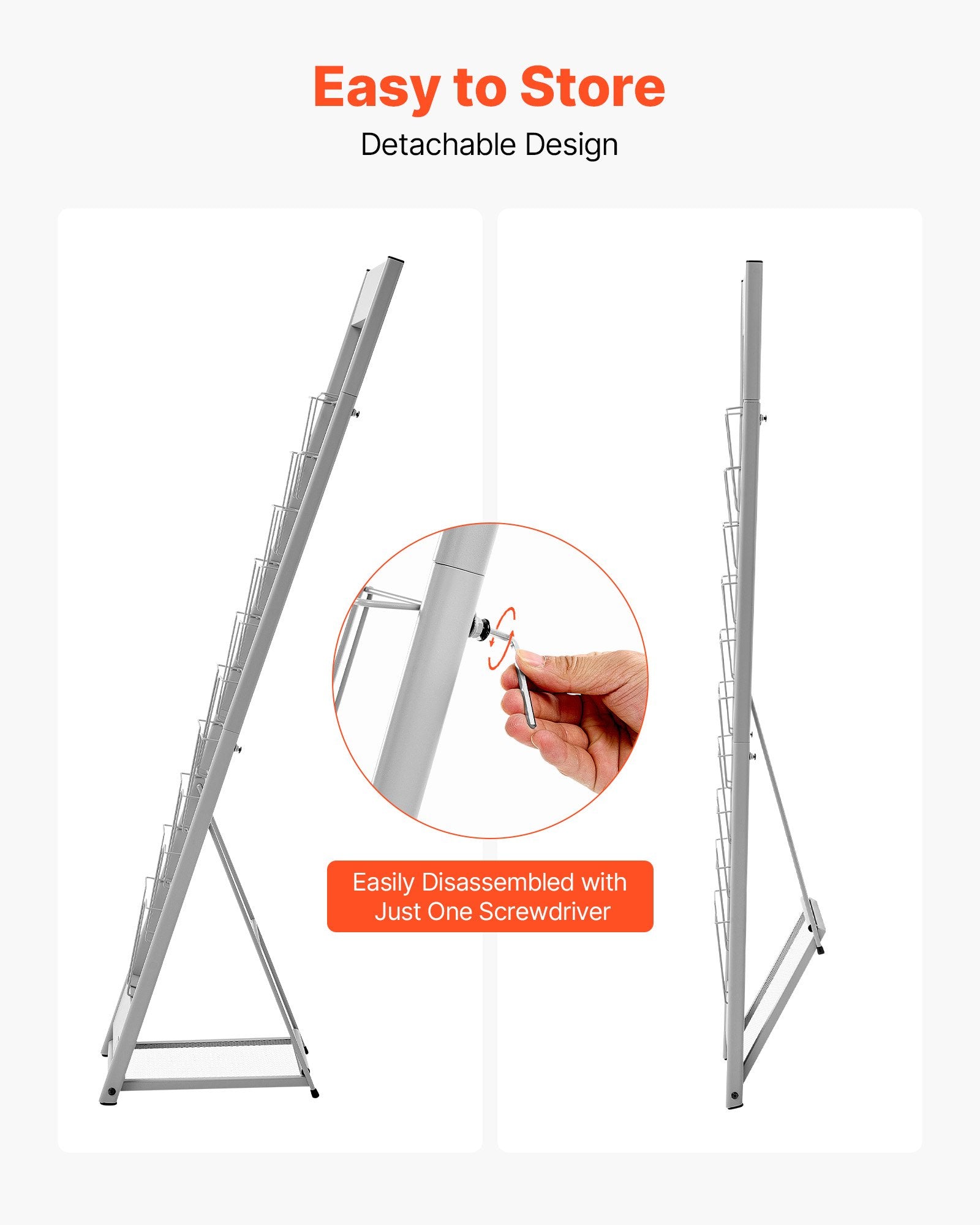 Brochure Display Rack, 10 Pockets Magazine Literature Display Stand, Portable Floor Standing Magazine Rack, V952-WJZSXLDSDZS4EKNWY001V0