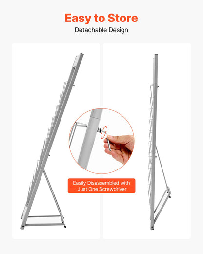 Brochure Display Rack, 10 Pockets Magazine Literature Display Stand, Portable Floor Standing Magazine Rack, V952-WJZSXLDSDZS4EKNWY001V0