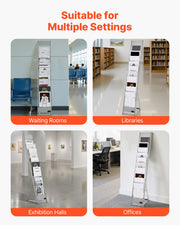 Brochure Display Rack, 10 Pockets Magazine Literature Display Stand, Portable Floor Standing Magazine Rack, V952-WJZSXLDSDZS4EKNWY001V0