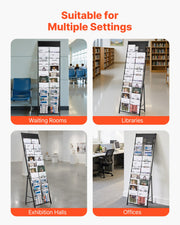 Brochure Display Rack, 20 Pockets Magazine Literature Display Stand, Portable Floor Standing Magazine Rack, V952-WJZSXLDSZJS2CXBZV001V0