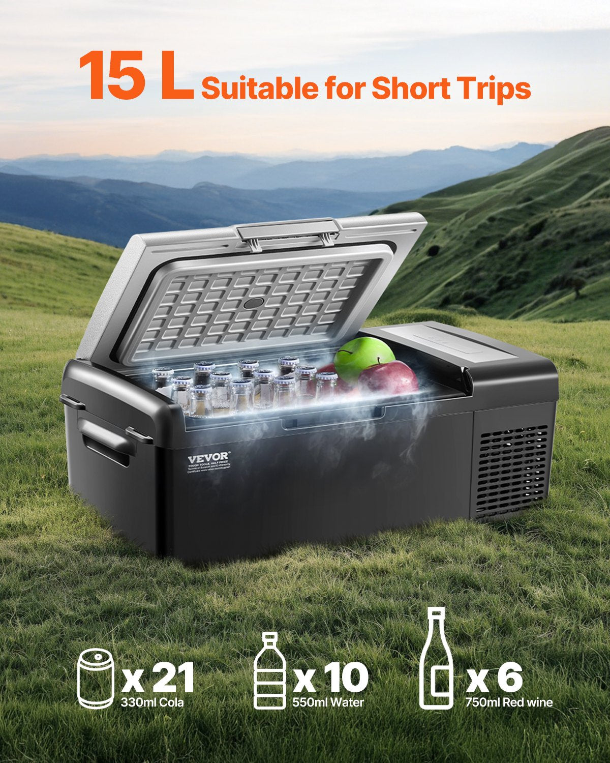 Portable Car Refrigerator Freezer Compressor 15L Single Zone for Car Home V952-WLCZBXX15LDMAC49OV3