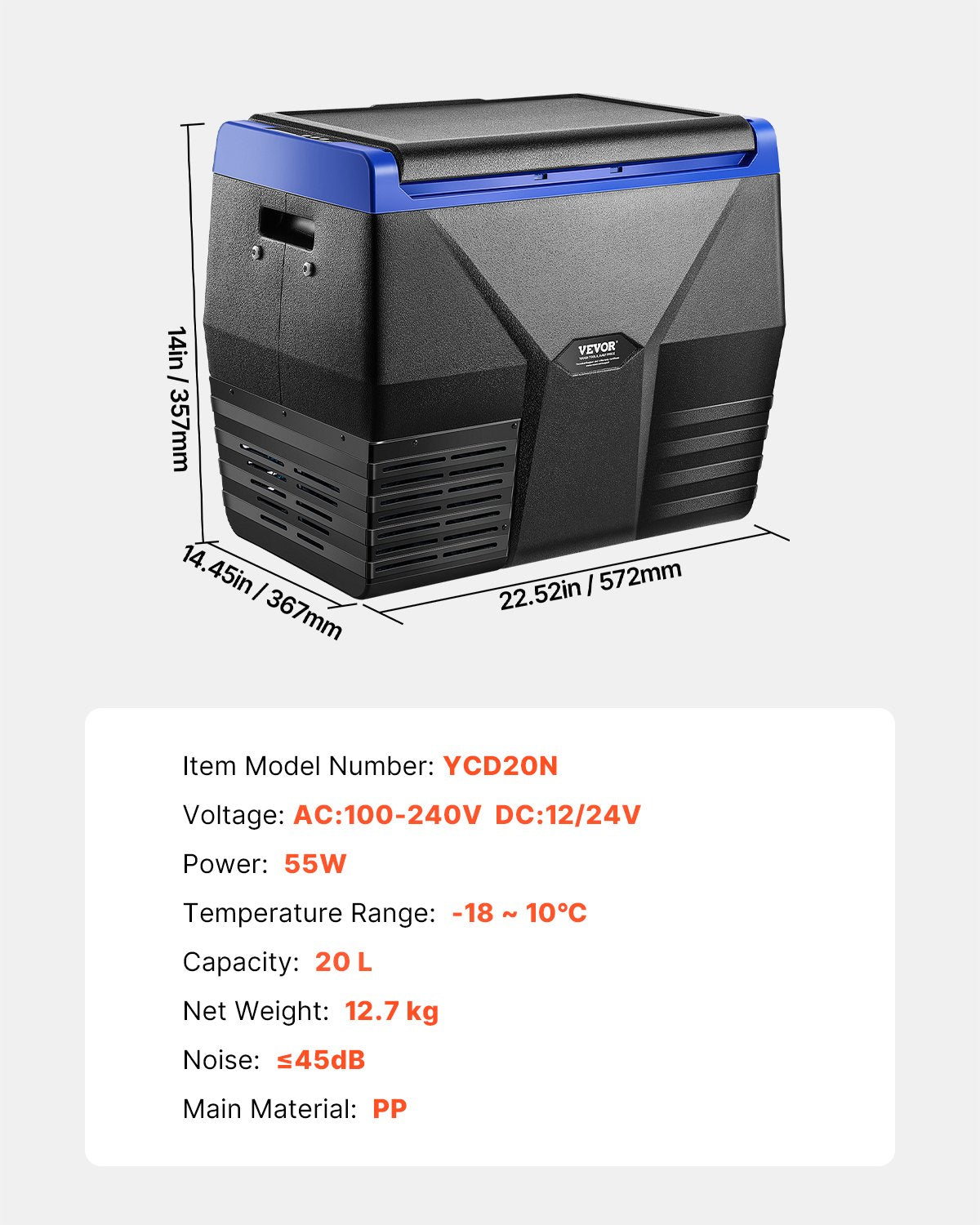 Portable Car Refrigerator Freezer Compressor 20L Single Zone for Car Home V952-WLCZBXX20LDM8J6VAV3
