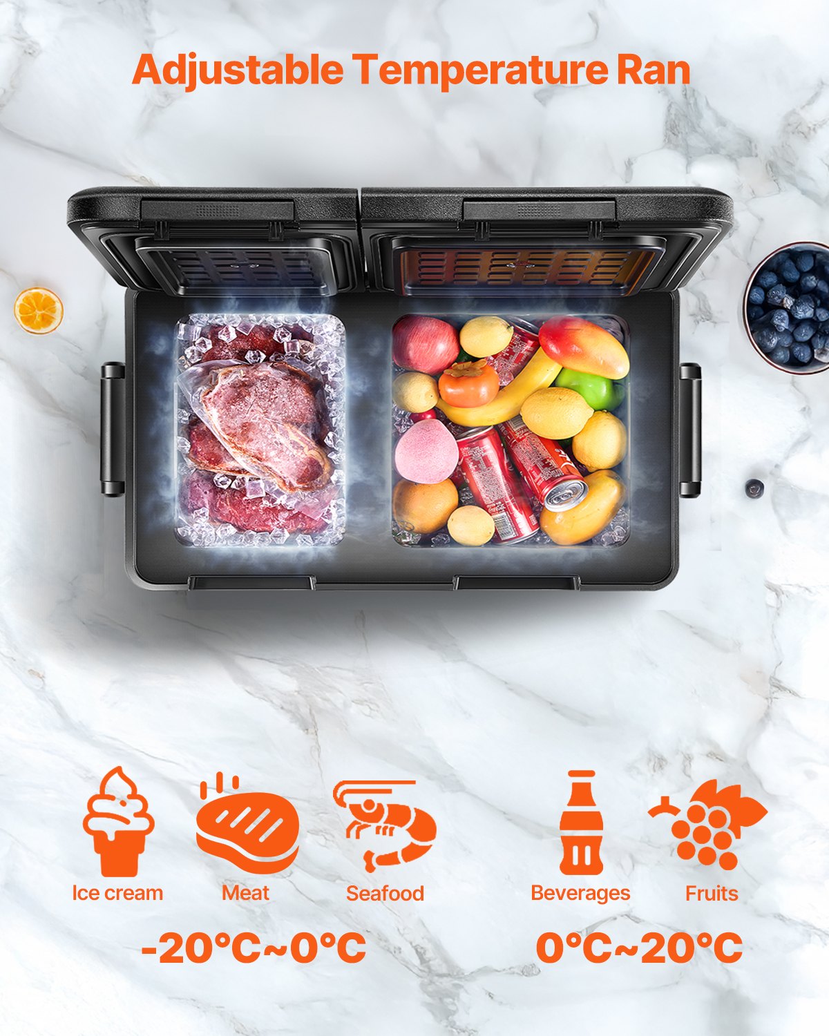Portable Car Refrigerator Freezer Compressor 35L Dual Zone for Car Home V952-WLCZBXX35LSMYO6MUV3