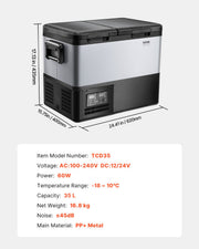 Portable Car Refrigerator Freezer Compressor 35L Dual Zone for Car Home V952-WLCZBXX35LSMYO6MUV3