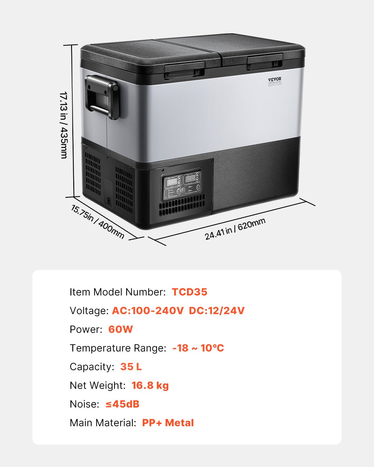 Portable Car Refrigerator Freezer Compressor 35L Dual Zone for Car Home V952-WLCZBXX35LSMYO6MUV3