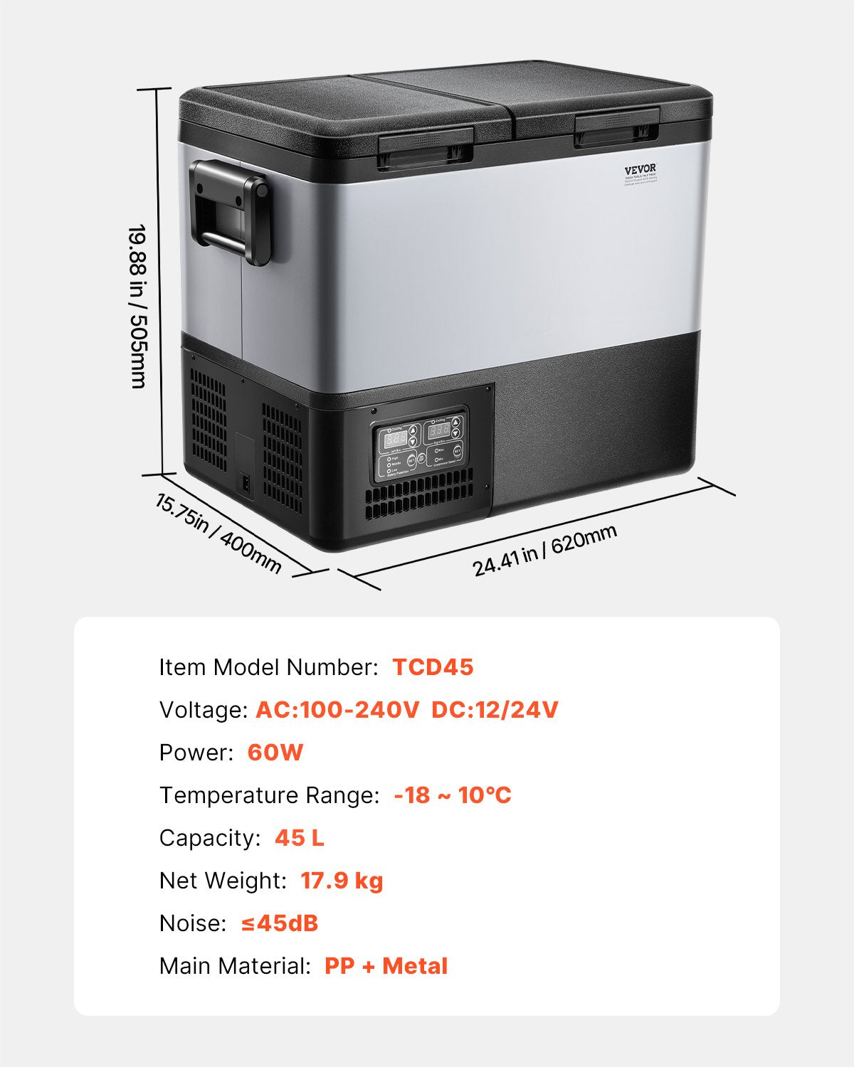 Portable Car Refrigerator Freezer Compressor 45L Dual Zone for Car Home V952-WLCZBXX45LSM8LM9FV3