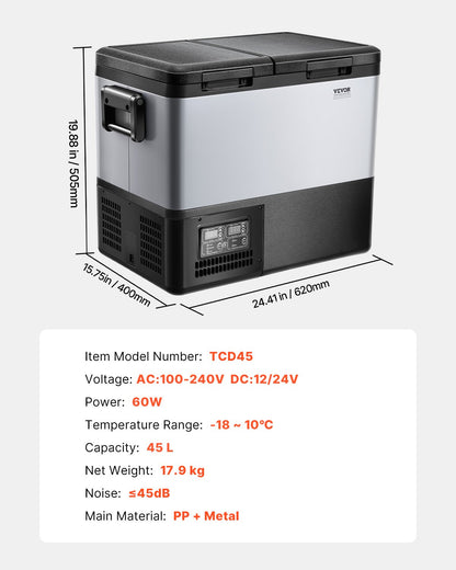 Portable Car Refrigerator Freezer Compressor 45L Dual Zone for Car Home V952-WLCZBXX45LSM8LM9FV3