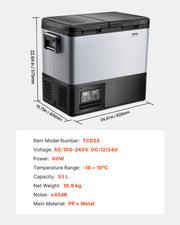 Portable Car Refrigerator Freezer Compressor 55L Dual Zone for Car Home V952-WLCZBXX55LSM46682V3