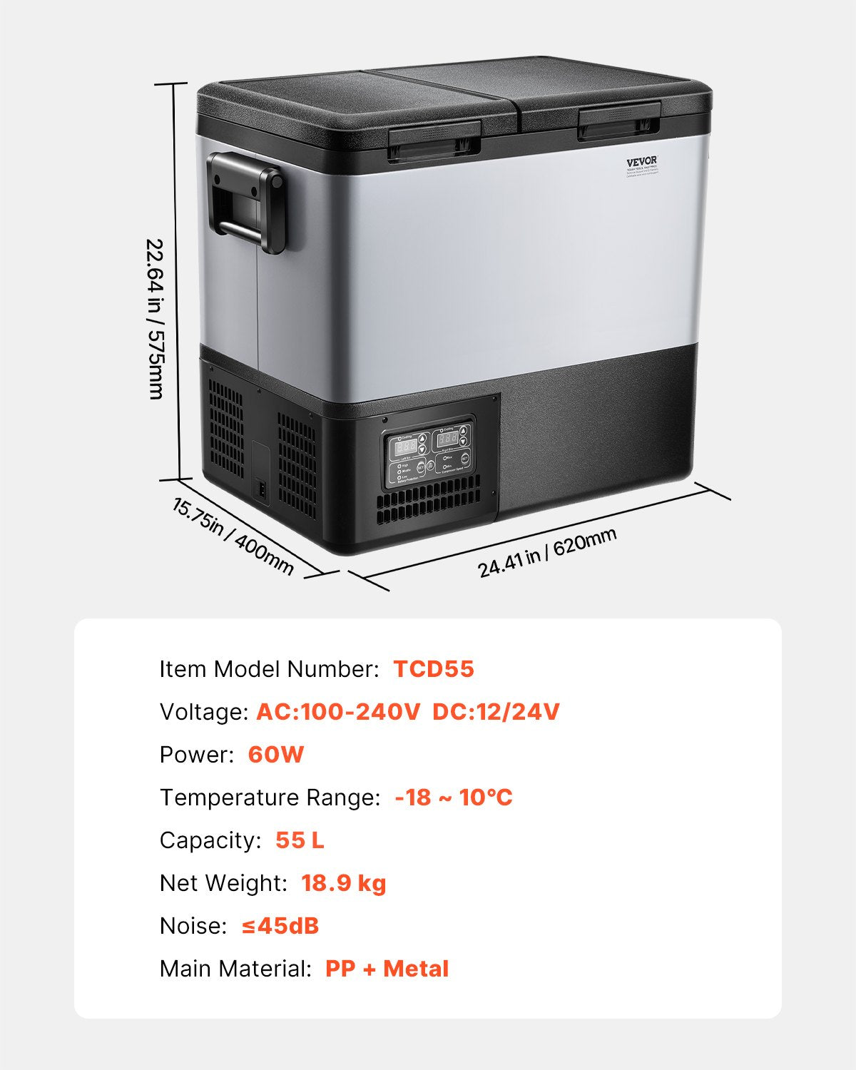 Portable Car Refrigerator Freezer Compressor 55L Dual Zone for Car Home V952-WLCZBXX55LSM46682V3