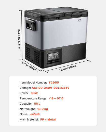 Portable Car Refrigerator Freezer Compressor 55L Dual Zone for Car Home V952-WLCZBXX55LSM46682V3
