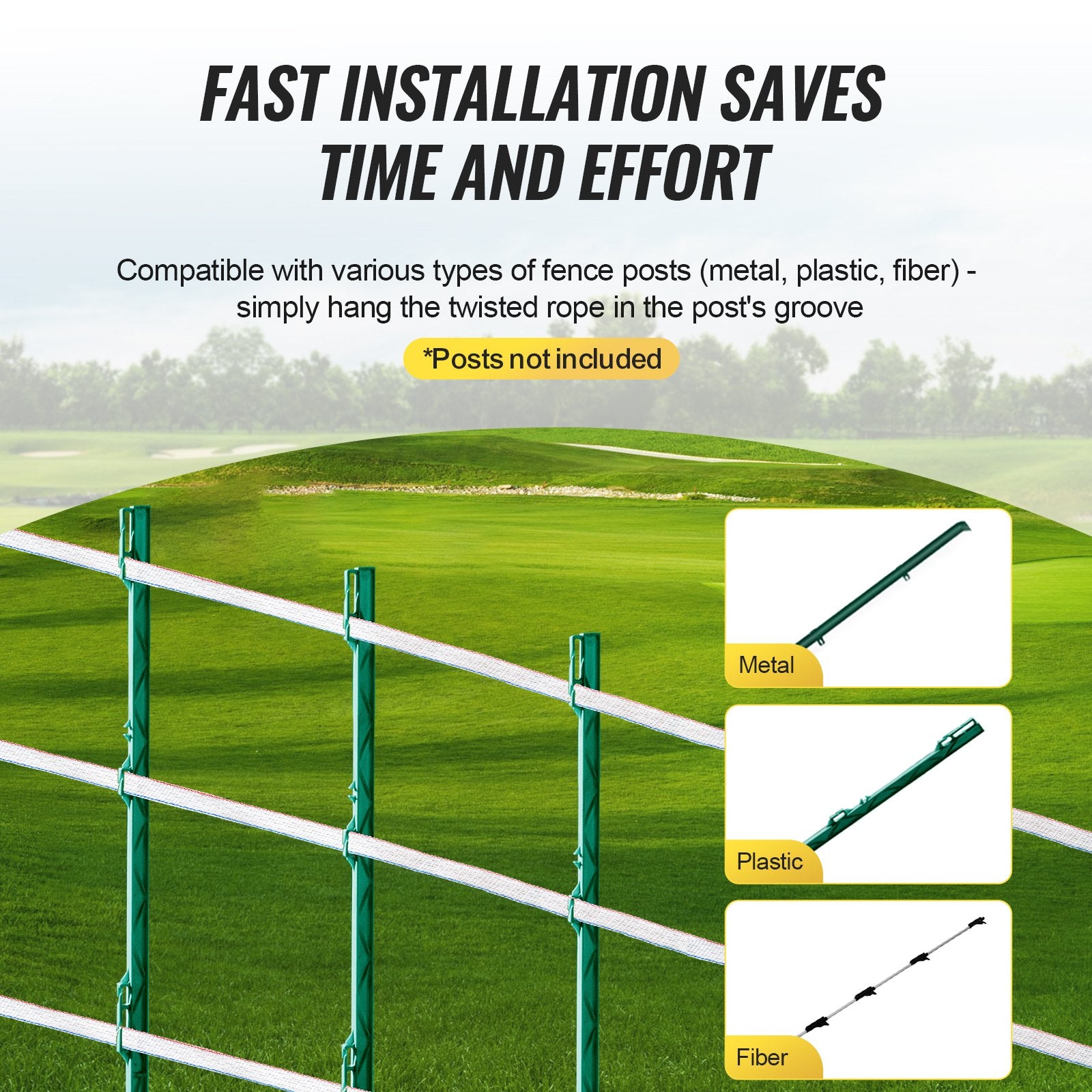 Electric Fence Tape, 1640Ft 500M Polytape Fencing Hot Wire, 3/4" Width 6 Stainless Steel Strands for Reliable V952-WLDXJDKJDK16SG4FMY3