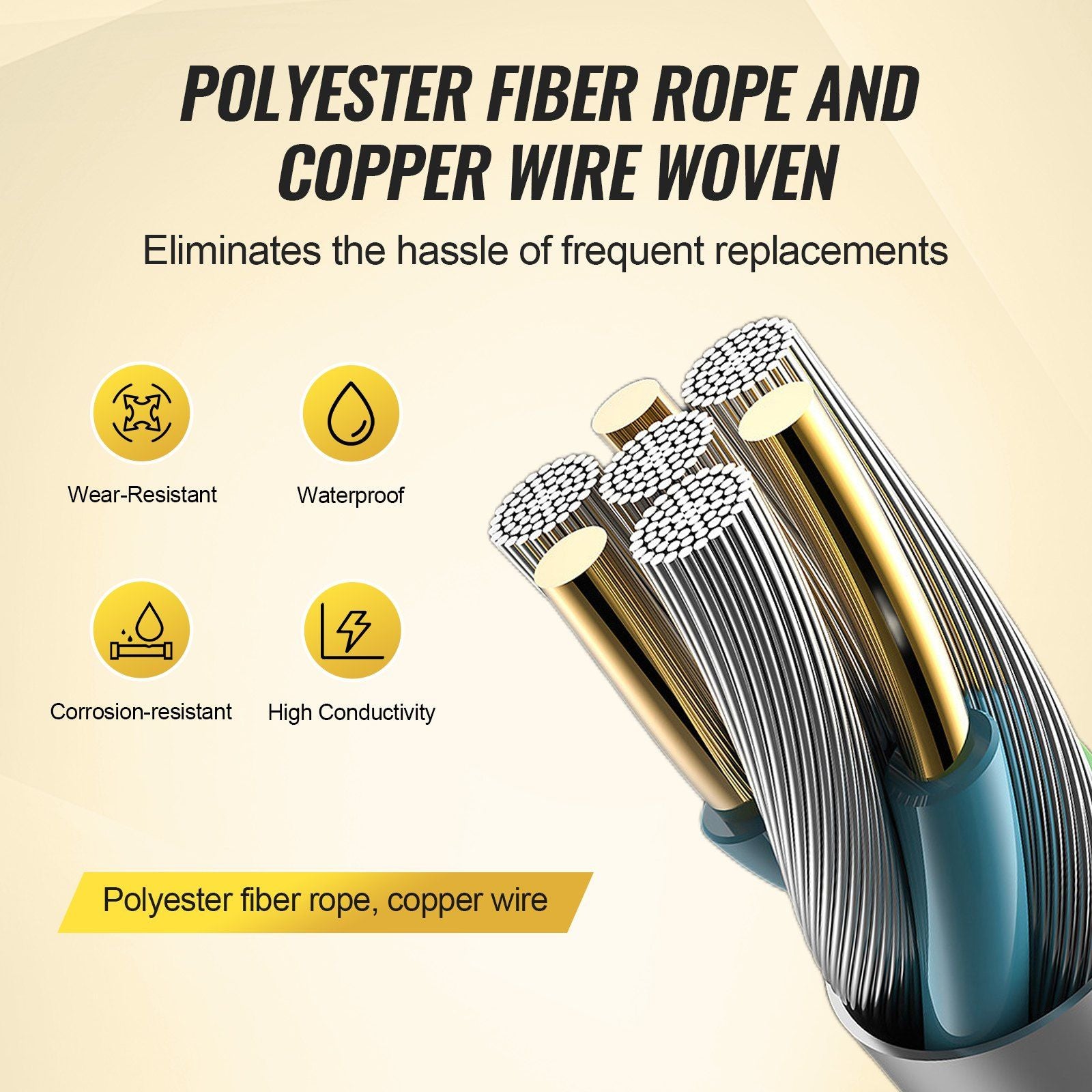 Electric Fence Wire, 1000Ft 305M Portable Polywire, 1/4" Diameter 2 Copper Strands for Reliable Conductivity V952-WLDXJSKJSK10BKJL6Y3