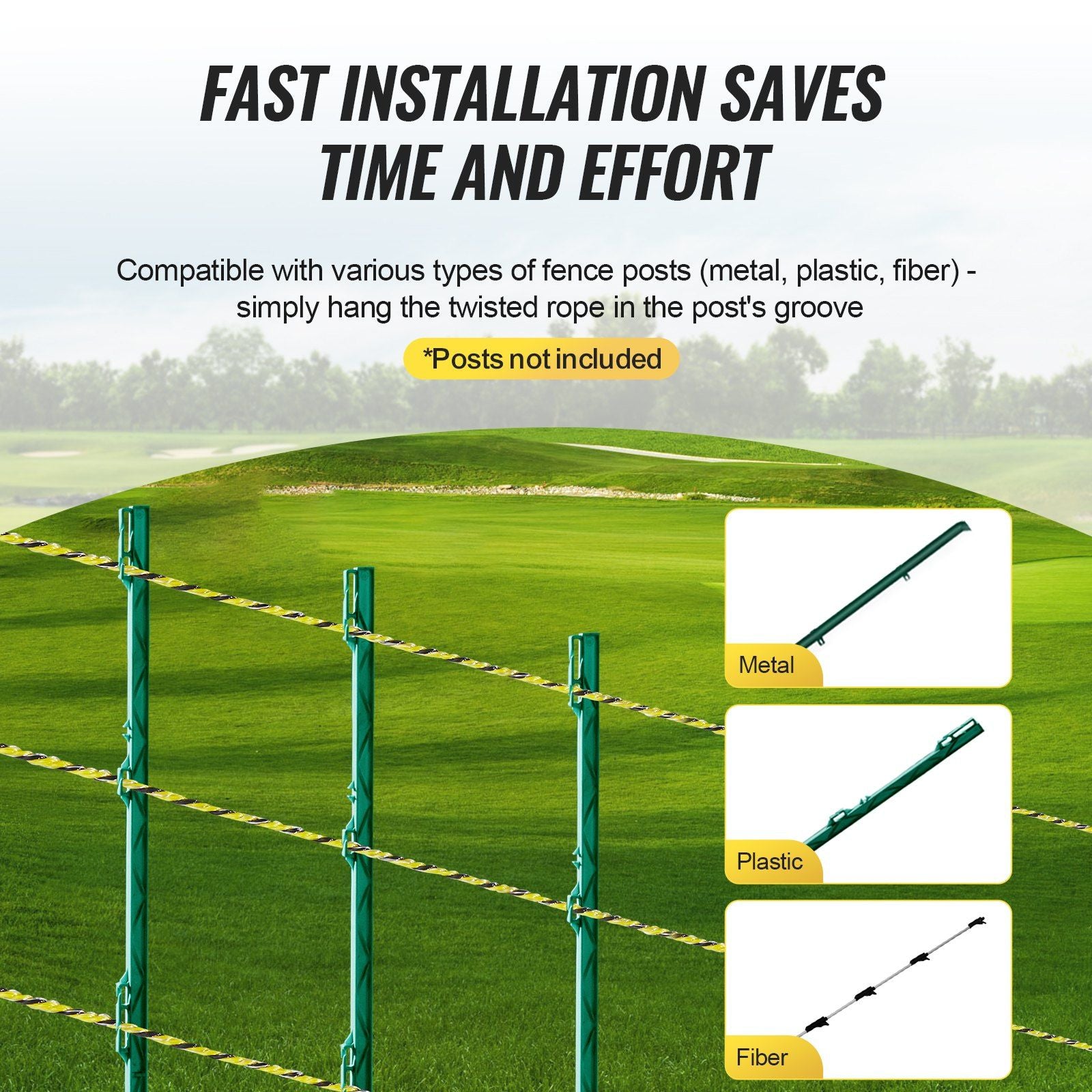 Electric Fence Wire, 3366Ft 1026M Portable Polywire, 1/8" Diameter 6 Stainless Steel Strands for Reliable V952-WLDXJSKJSK333Z33CY3