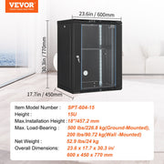 15U Wall Mount Network Cabinet, 226.8 kg Max. Ground Load Capacity, Server Rack Cabinet Enclosure with V952-WLJJ15UW155GJOIJAV0